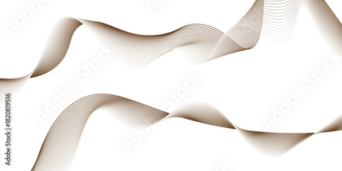 elegant flowing wave lines in soft warm tones on white background, Abstract brown wave line, brown wave curve liner minimalist concept poster illustration,