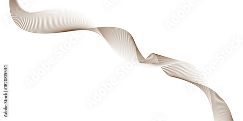 elegant flowing wave lines in soft warm tones on white background, Abstract brown wave line, brown wave curve liner minimalist concept poster illustration,
