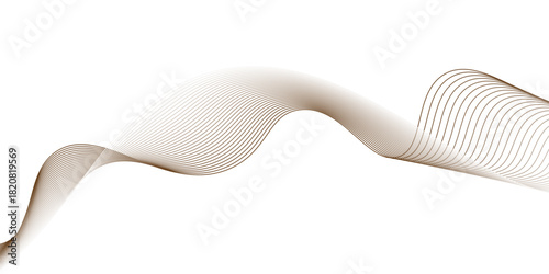 elegant flowing wave lines in soft warm tones on white background, Abstract brown wave line, brown wave curve liner minimalist concept poster illustration,