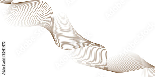 elegant flowing wave lines in soft warm tones on white background, Abstract brown wave line, brown wave curve liner minimalist concept poster illustration,
