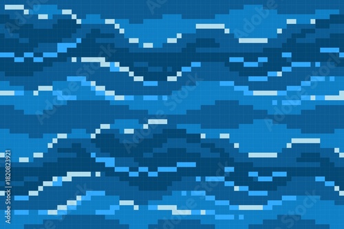 Seamless pixel background with sea.