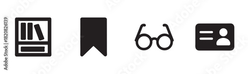 A set of minimalist line icons representing office work and daily routine, including a scale, clock, chair, coffee cup, and documents, drawn in a simple black outline style