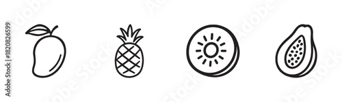 A minimalist collection of five black silhouette icons representing essential concepts like a hot beverage, candlelight, furniture, electricity, and a liquid drop