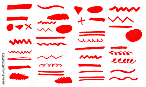 赤の手描きマーカーセット