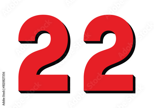 Bold red number twenty-two displayed prominently on a clean white background, suggesting a count or a specific value.