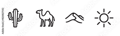 A set of minimalist line art icons depicting marine life and diving equipment, including a coral, moray eel, vintage lantern, ammonite shell, and a scuba diver