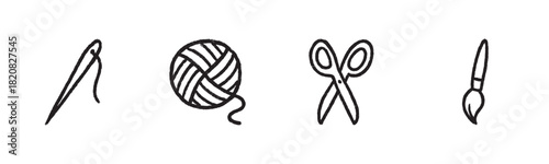 A set of minimalist black outline icons depicting essential tools for automotive repair and mechanical work, including a wrench, tire, screwdriver, gear, and hammer