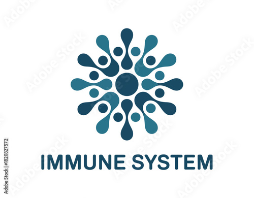An abstract graphic symbol representing the immune system, suggesting cellular defense and organic patterns.