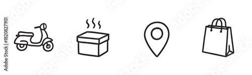 A set of minimalist black icons for DIY projects and carpentry, featuring a hammer, screwdriver, glue bottle, a large nail, and a piece of wood with a grain pattern