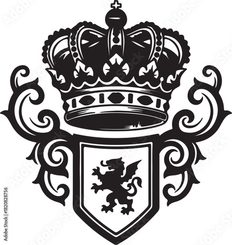Elegant crown silhouette design in black displaying royalty and classic elements for visual use