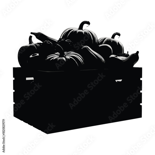 Dramatic high contrast silhouette of a pile of pumpkins