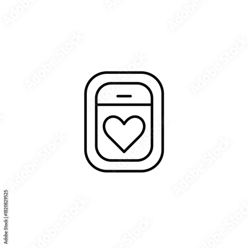 Airplane window and heart. Romantic getaway, honeymoon travel. Pixel perfect, editable stroke vector icon