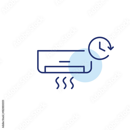 Ac and clock. Timer functioning, scheduled cooling. Pixel perfect, editable stroke vector icon