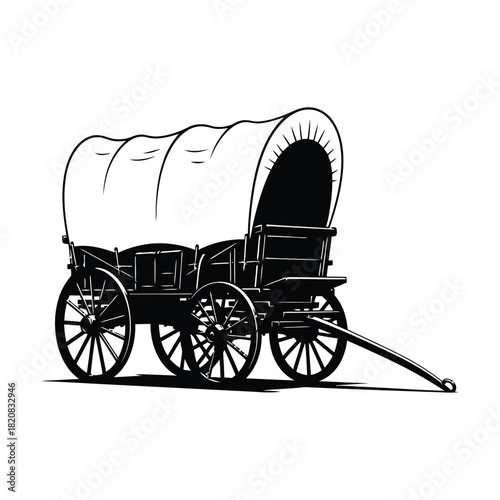 horse drawn carriage on white background