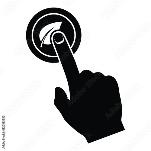 Finger pressing a button, Hand pressing button icon, Touch and push button concept