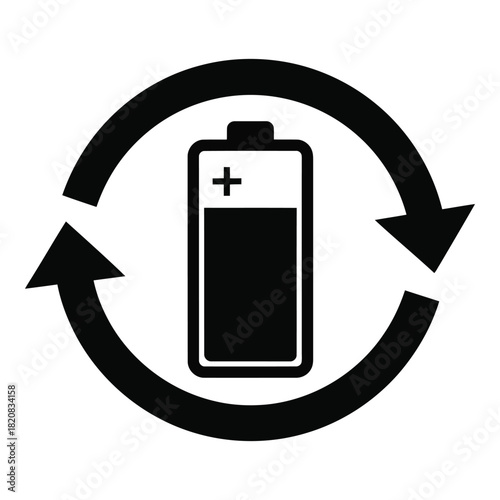 Battery Recycling Symbol, Renewable Energy Source, Eco Power Concept