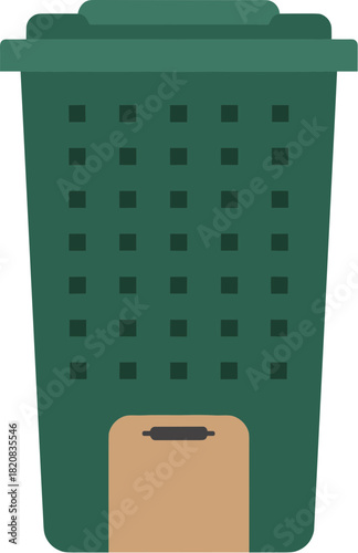 Green garden compost bin for organic waste recycling vector illustration.