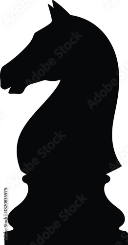 Silhouette chess knight piece strategy game icon victory vector