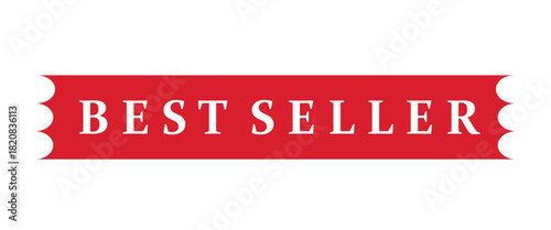 Best seller ribbon banner in red and white