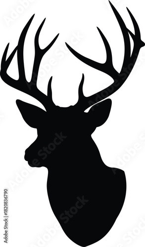 Majestic stag silhouette hunting wildlife animal head antlers vector art vector
