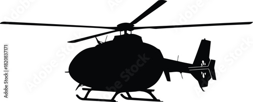 Silhouette helicopter in flight modern aviation transport vector