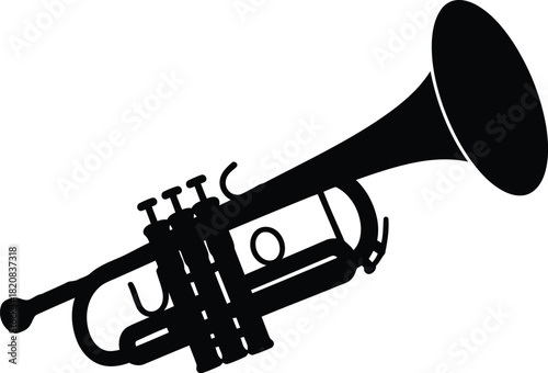Silhouette of jazz trumpet musical instrument vector