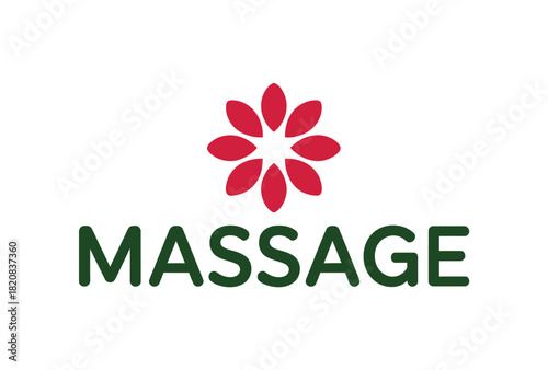 A stylized flower icon above the word 'massage' represents wellness and relaxation services.