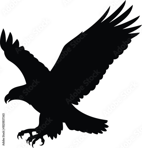 Majestic eagle silhouette flying powerful raptor bird silhouette vector