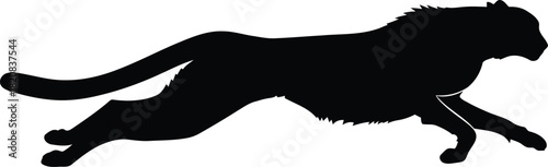 Dynamic cheetah silhouette sprinting motion speed animal graphic vector