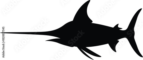 Swordfish silhouette marine life ocean predator silhouette art vector