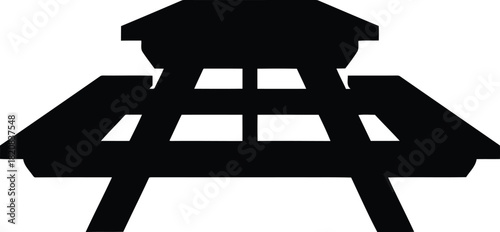 Silhouette of picnic table outdoor furniture vector