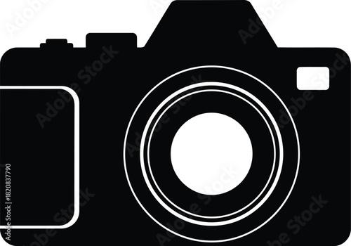 Modern digital camera silhouette icon for photography and technology vector