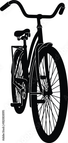Vintage cruiser bicycle silhouette elegant city commute transportation icon vector