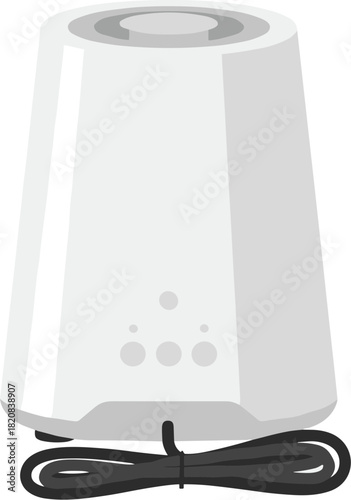 Modern white air humidifier and purifier appliance vector illustration.