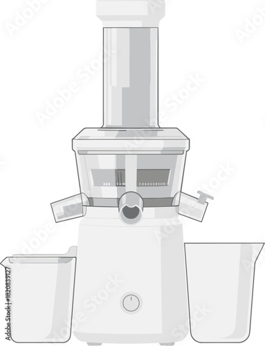 Monochrome vector illustration of a modern electric juicer machine.