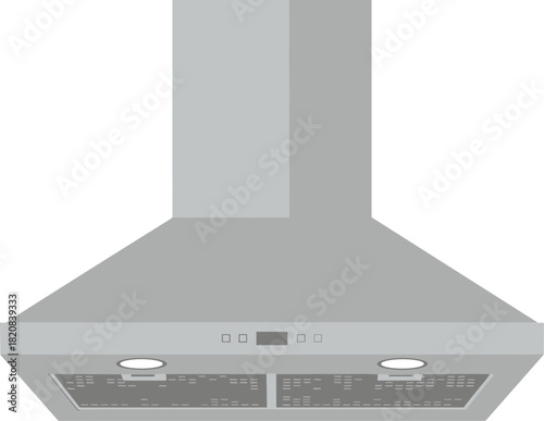 Modern stainless steel kitchen range hood vector illustration.