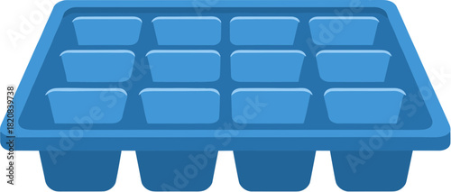 Blue plastic ice cube tray vector illustration isolated on a white background.