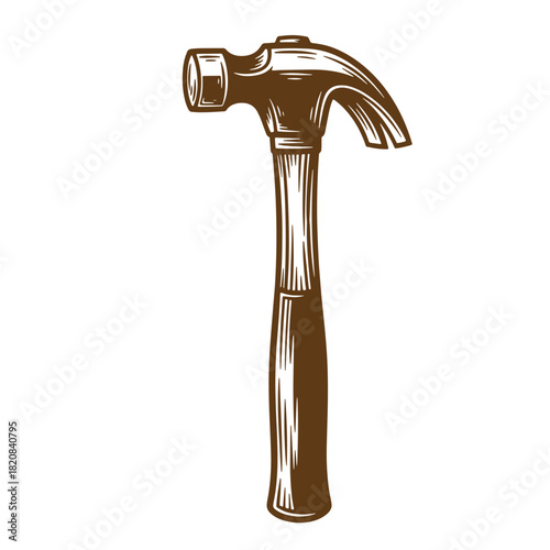 Brown hammer sketch vintage illustration perfect for construction and repair related projects