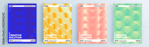 Modern abstract covers set, minimal covers design. Colorful geometric background, vector illustration.