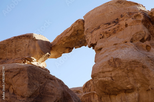 Natural arch or rock arch at Wadi Rum, Jordan