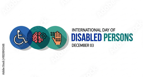 Colorful Icons and Text Celebrating International Day of Disabled Persons, December 03