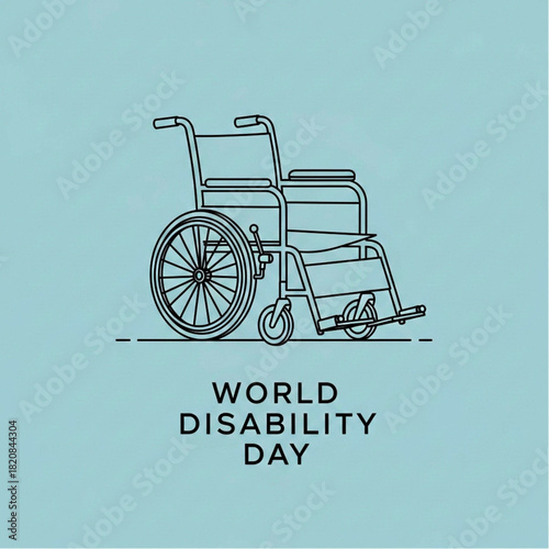 Minimalist Wheelchair Line Art Illustration for World Disability Day