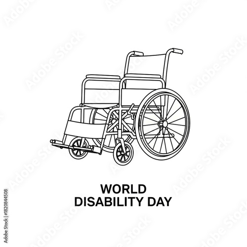 Line Art Wheelchair Illustration for World Disability Day