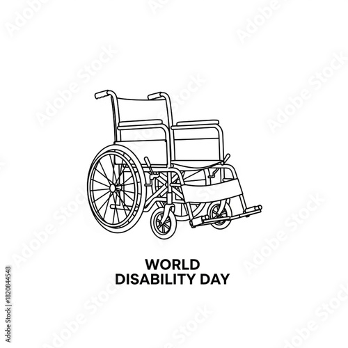 Detailed Black and White Line Art Illustration of a Wheelchair for Accessibility