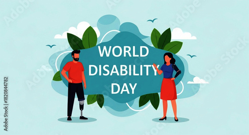 World Disability Day: Man with Prosthetic Leg and Woman with Prosthetic Arm