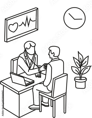 Corporate Health care line art vector.