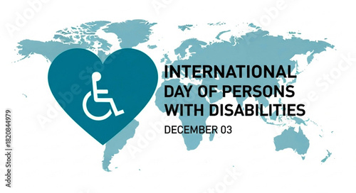 Teal Heart Symbol with White Wheelchair Icon for Disability Awareness Day
