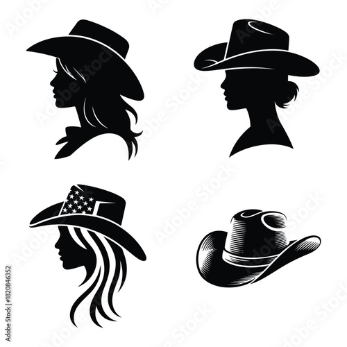 Cowboy Hat Silhouettes Collection profile woman