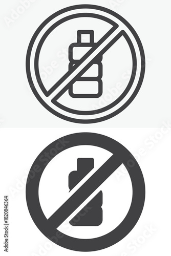 No liquids line and solid vector icon set in different style