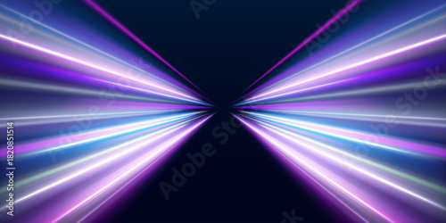 Polygonal neon light paths twist across a digital landscape. Bright gradient glow highlights each line. Perfect for AI, tech, or futuristic data visuals.